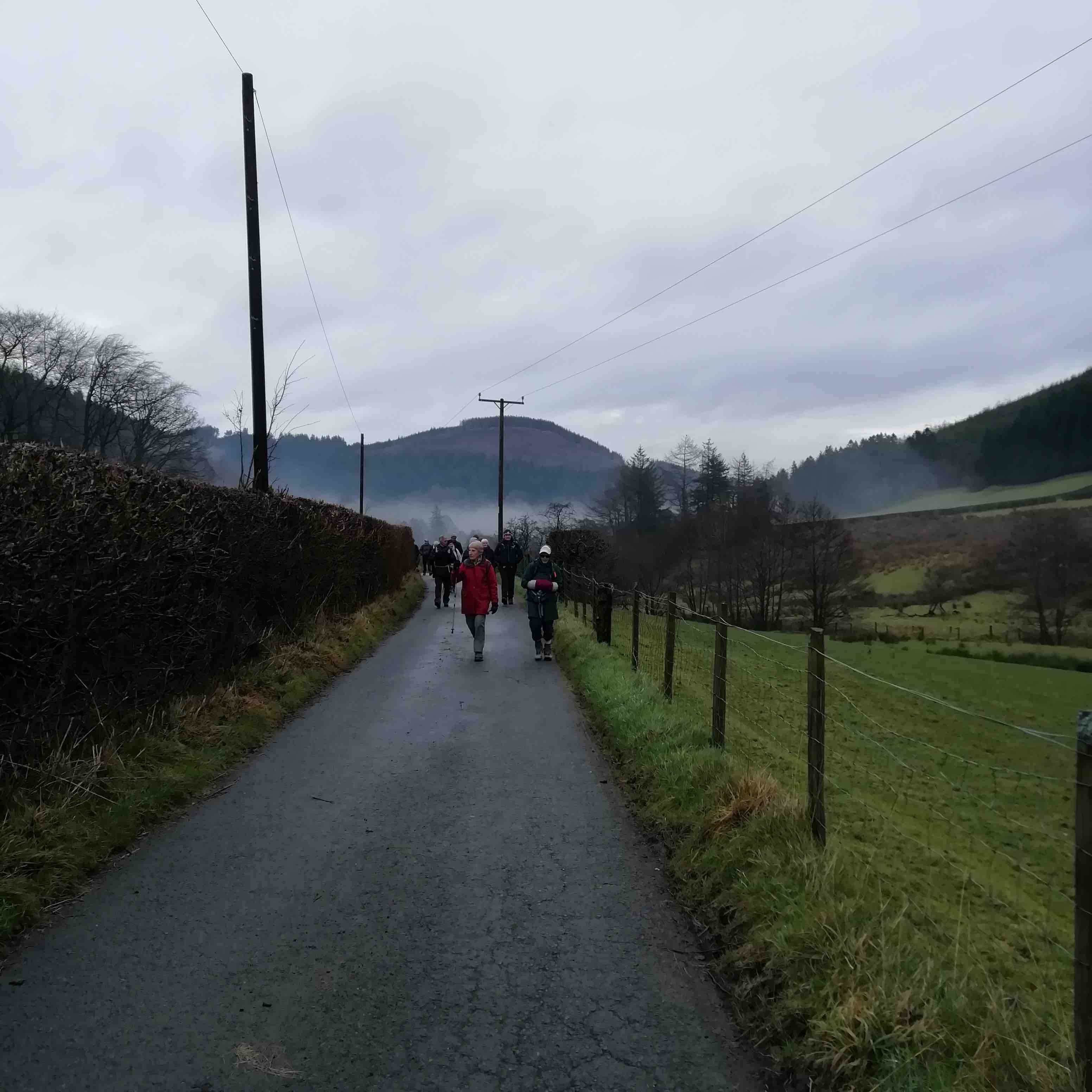 Rhayader walkers at the start of Cwmhir walk Jan 2022